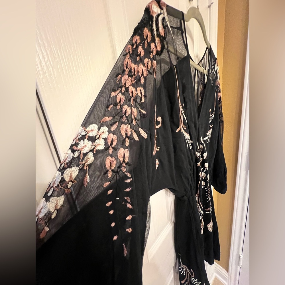 Free People Bonjour Black Embroidered Boho Dress, size XS - Picture 5 of 8